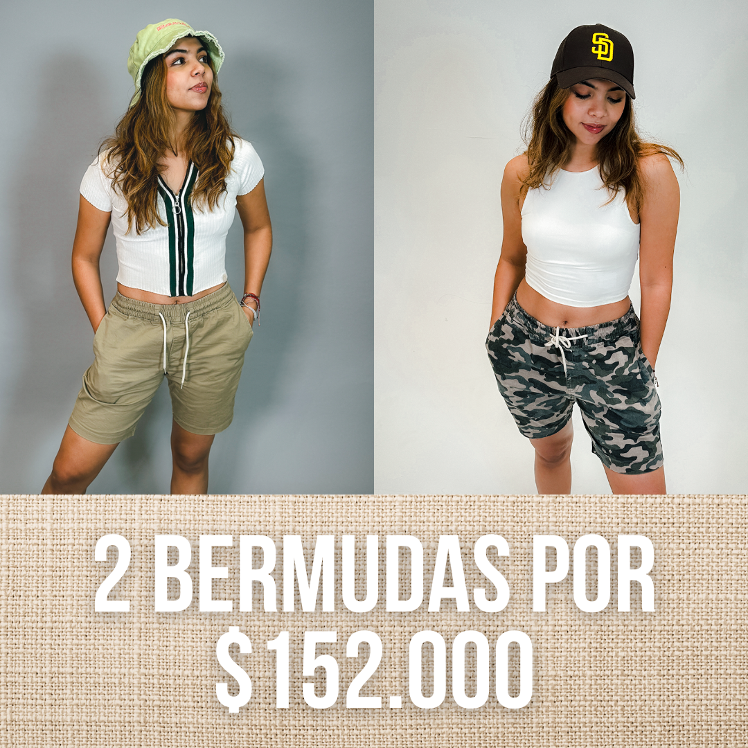 ¡3 BERMUDAS EN DRIL ELÁSTICO POR $199.500! [50%OFF]